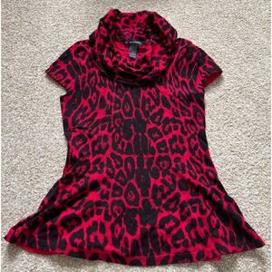 INC Red and Black Animal Print Shirt